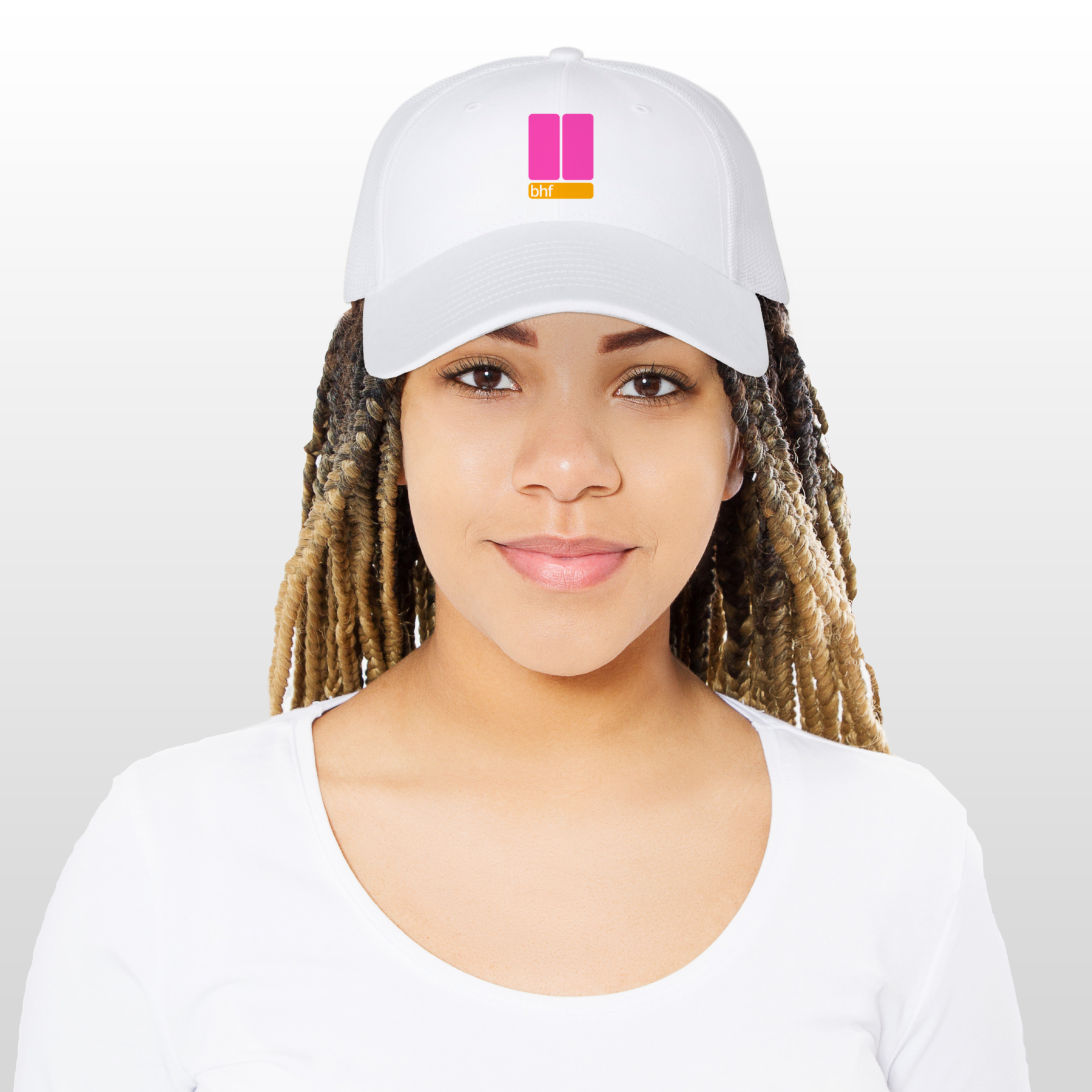 Woman + Woman + ART White Ballcap